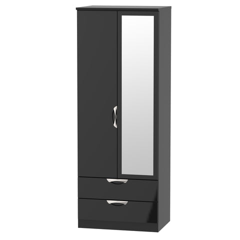 Ealing - Black - Tall 2ft6 2 Draw Robe With Mirror