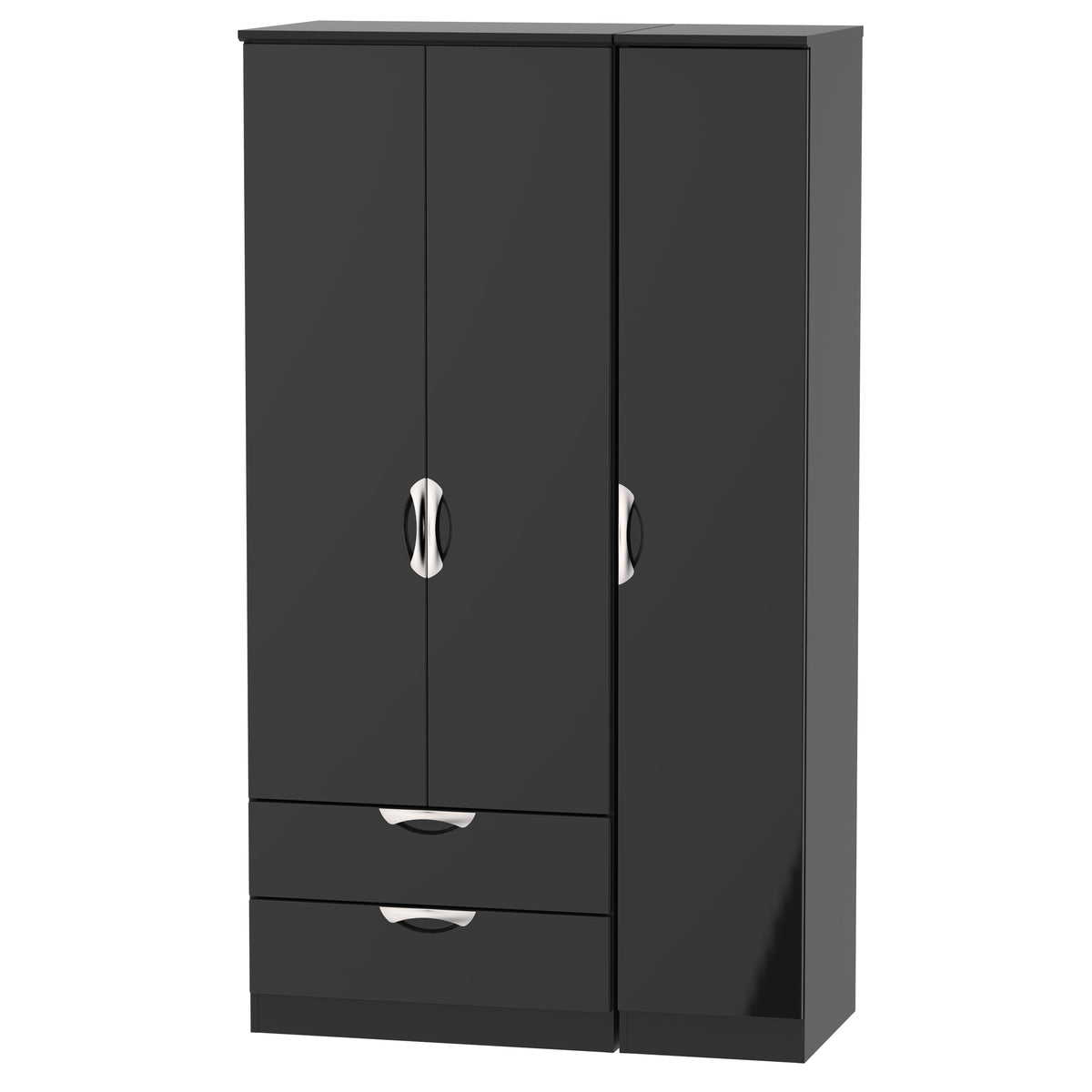 Ealing - Black - Tall Triple Robe With 2 Draws – Spencer James Furniture