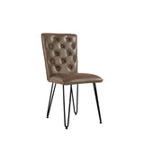 Studded Back Dining Chair Brown - Hairpin Legs
