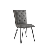 Studded Back Dining Chair Grey - Hairpin Legs