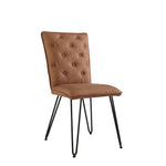 Studded Back Dining Chair Brown - Hairpin Legs