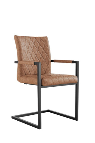 Diamond Stitched Carver Dining Chair - Tan