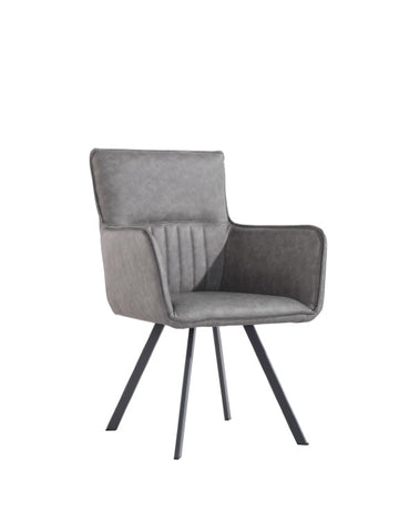 Padded Stripe Carver Dining Chair - Grey