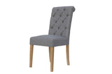 Button Back Scroll Dining Chair - Light Grey