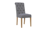 Button Back Scroll Dining Chair - Light Grey