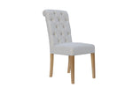 Button Back Scroll Dining Chair - Natural