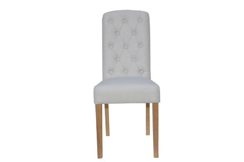 Button Back Upholstered Chair - Natural