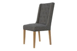 Button Back & Studded Fabric Chair - Dark Grey