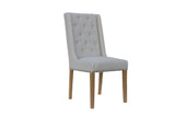 Button Back & Studded Fabric Chair - Natural
