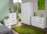 Ealing - White Gloss / White - Tall Triple Robe With 2 Small Draws