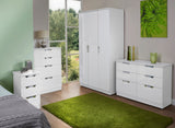 Ealing - White Gloss / White - Tall Triple Robe With 2 Small Draws