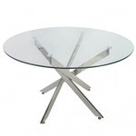 Amber 130 cm Round Table & 4 Grey Plush Chairs