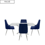 Amber 160cm Table & 4 Blue Diamond Plush Chairs