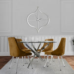 Amber 130 cm Round Table & 4 Mustard Diamond Plush Chairs