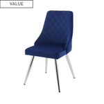 Amber 100cm Round Table & 4 Blue Diamond Plush Chairs